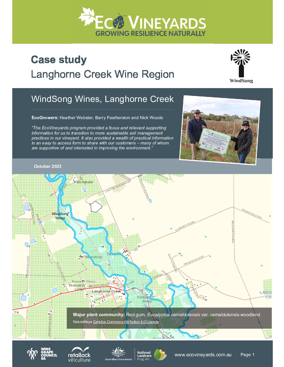 Front page for case study WindSong Wines pdf