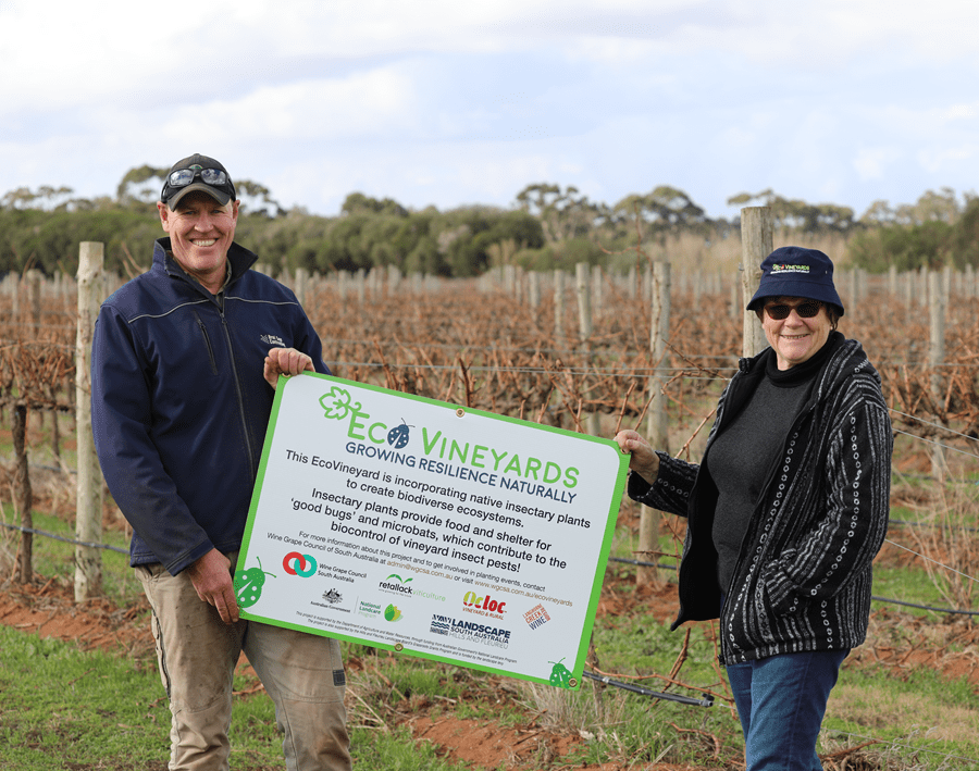 Heather Webster, Barry Featherston, Nick Woods, WindSong Wines, Langhorne Creek, SA EcoGrower