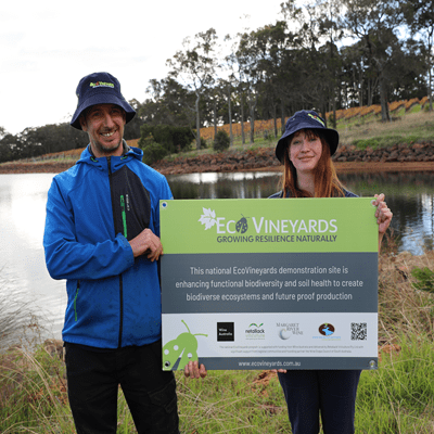 Lottie West and Yann Vaucher, Wayfinder vineyard, Margaret River, EcoGrower participating in the EcoVineyards program