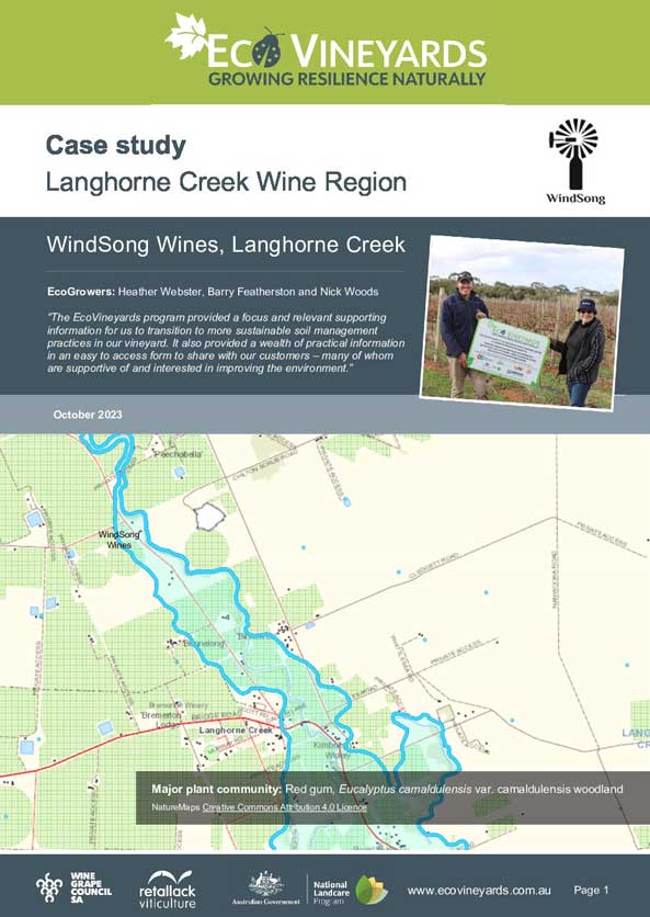 EcoVineyards case study cover, WindSong Wines Langhorne Creek