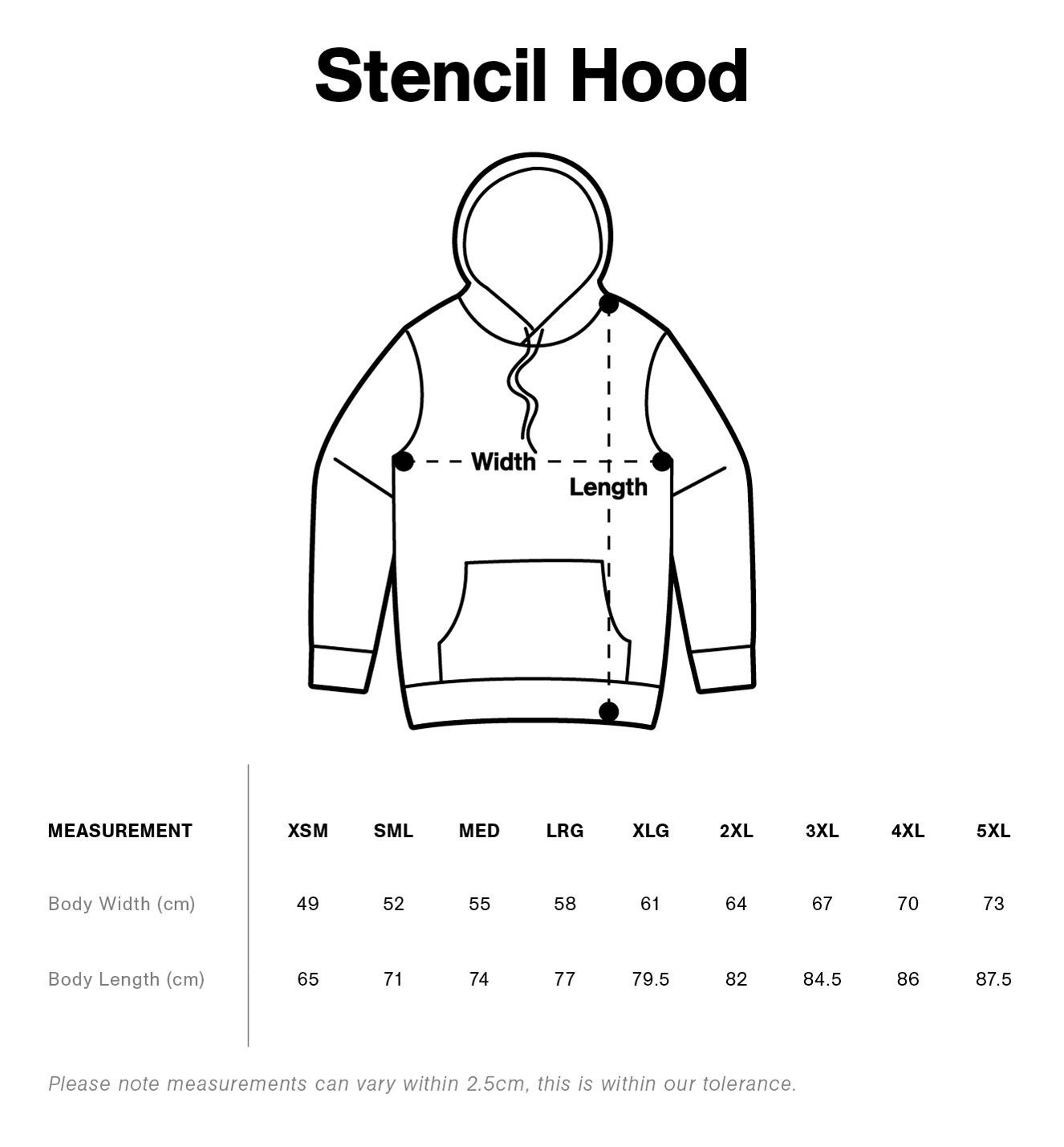 EcoVineyards Hoodie sizing measurement guide