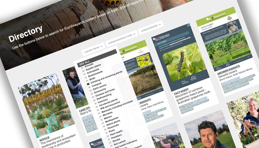 EcoVineyards website screenshot of Directory